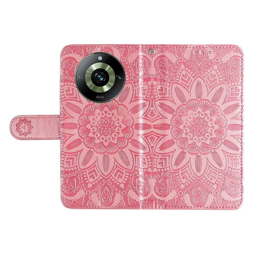 Napraforgó könyvtáska a Realme 11 Pro 5G/11 Pro+ 5G számára - rózsaszín