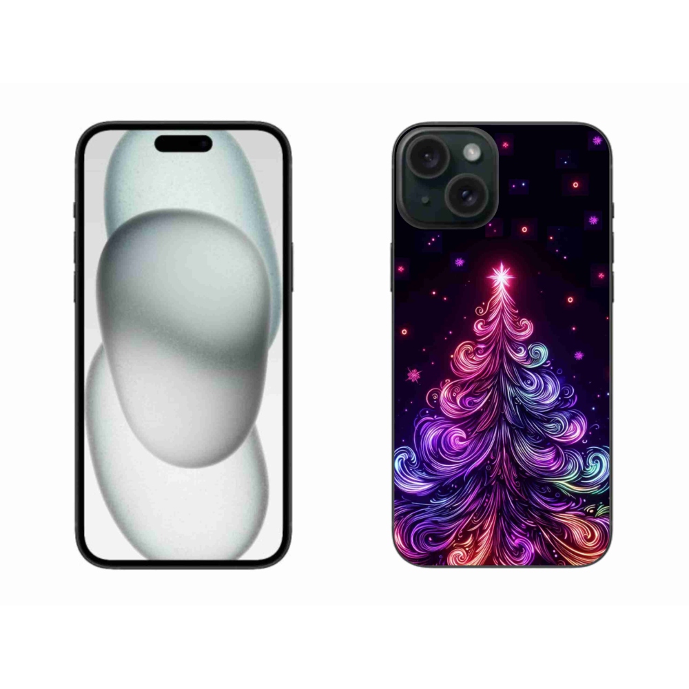 Gél borítás mmCase iPhone 15 Plus készülékhez - neon karácsonyfa 1