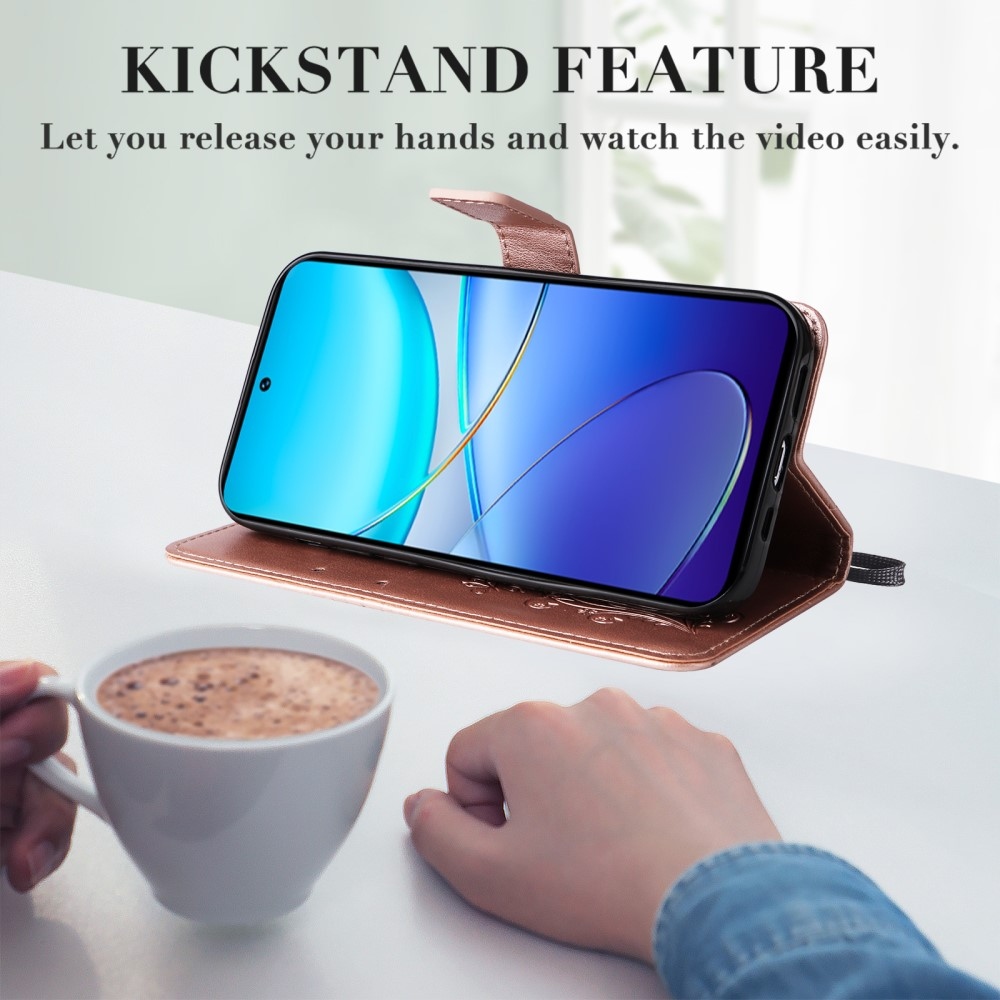 Nagy pillangó könyv tok Vivo V40 SE 4G/5G - rózsa arany