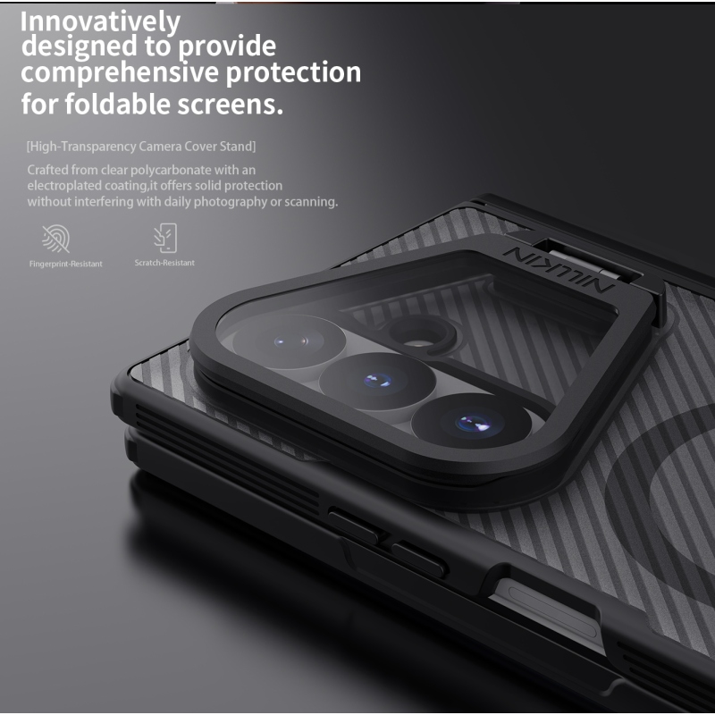 Nillkin CamShield Prop Magnetic (átlátszó lencse) hátsó tok a Samsung Galaxy Z Fold 8 Ultra-hoz, átlátszó fekete