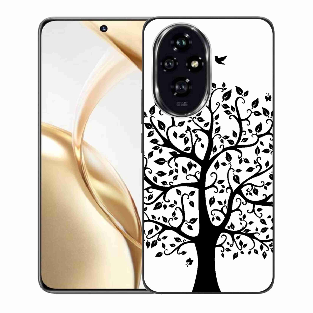 Zselés borító mmCase a Honor 200 5G készülékhez - fekete-fehér fa