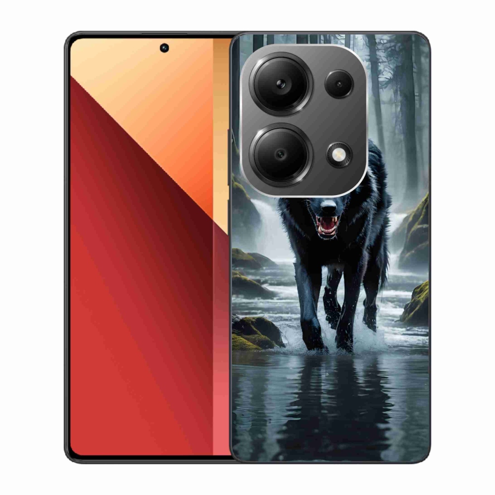 Zselés borítás mmCase a Xiaomi Redmi Note 13 Pro 4G/Poco M6 Pro - fekete farkashoz