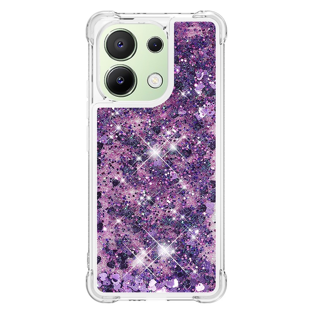 Glitter zselés homokóra tok Xiaomi Redmi Note 13-hoz - sötét lila/szív
