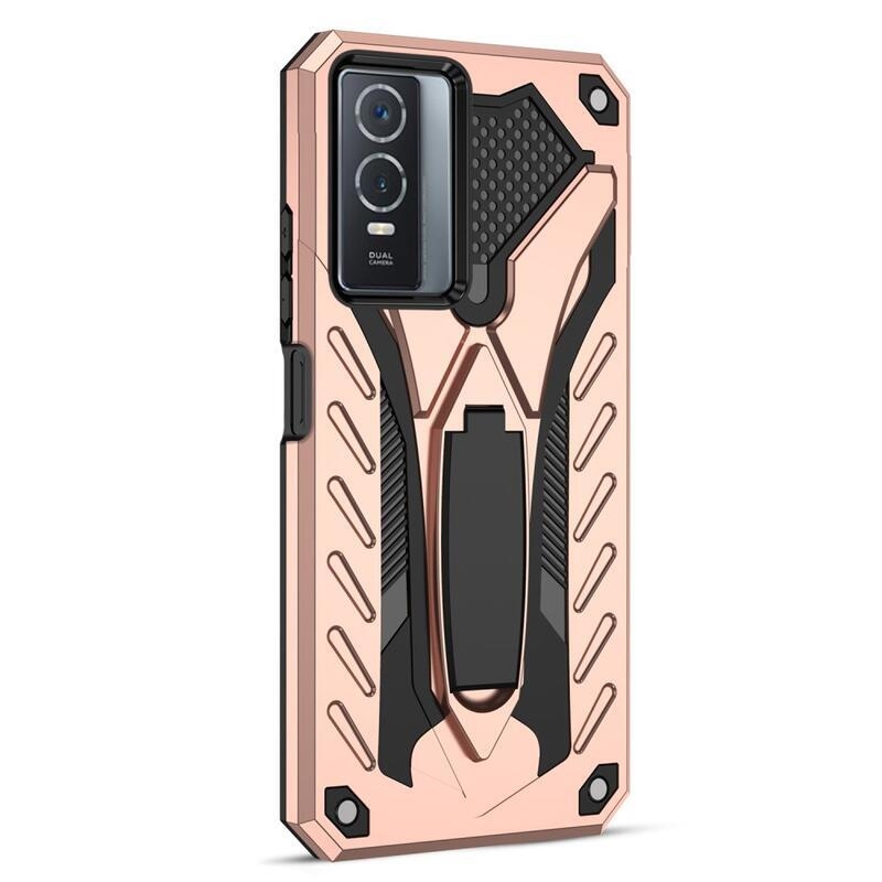 Phantom hibrid tartós borítás felhajtható állvánnyal Vivo Y76 5G/Y76s készülékhez - rózsaarany