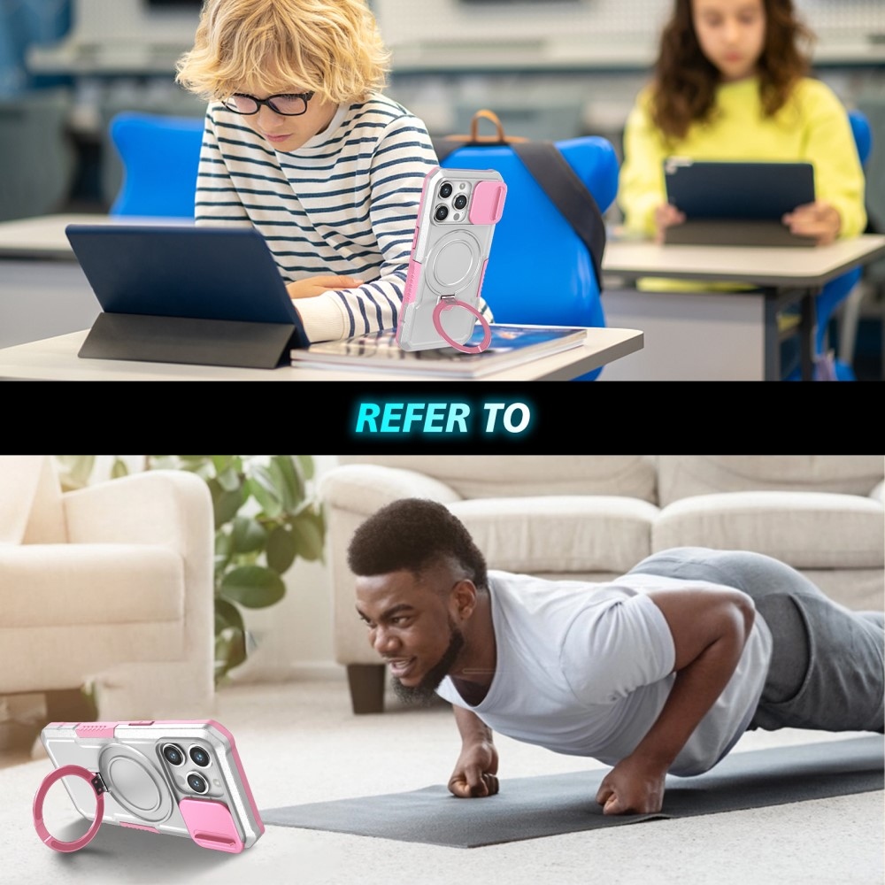 Katonai tartós védőburkolat MagSafe-vel iPhone 14 Pro Max készülékhez - rózsaszín/fehér