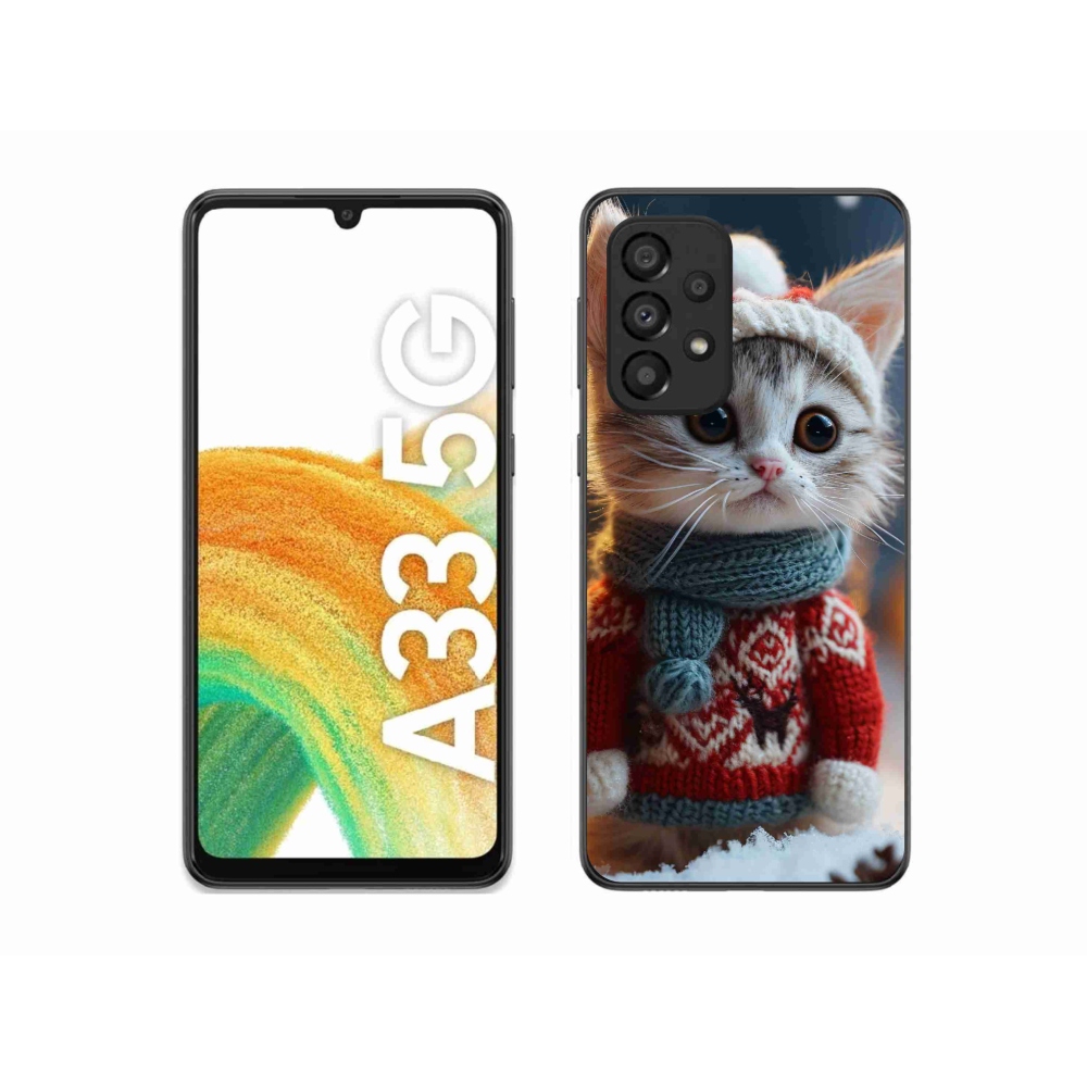 Zselés borítás mmCase Samsung Galaxy A33 5G - cica pulóverben