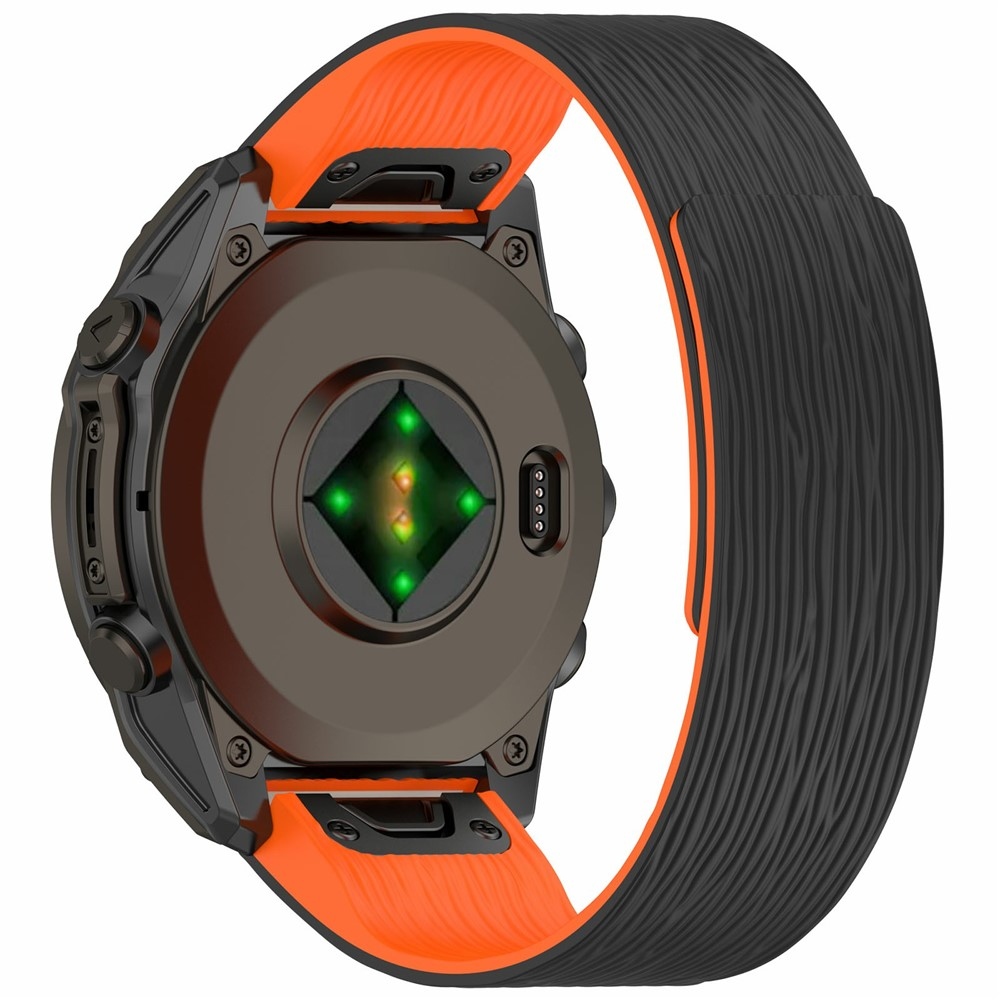 Pins szilikon karkötő a Garmin Fenix 8 Pro 47 mm-es/Fenix 8 47 mm-es modellekhez – fekete/narancssárga