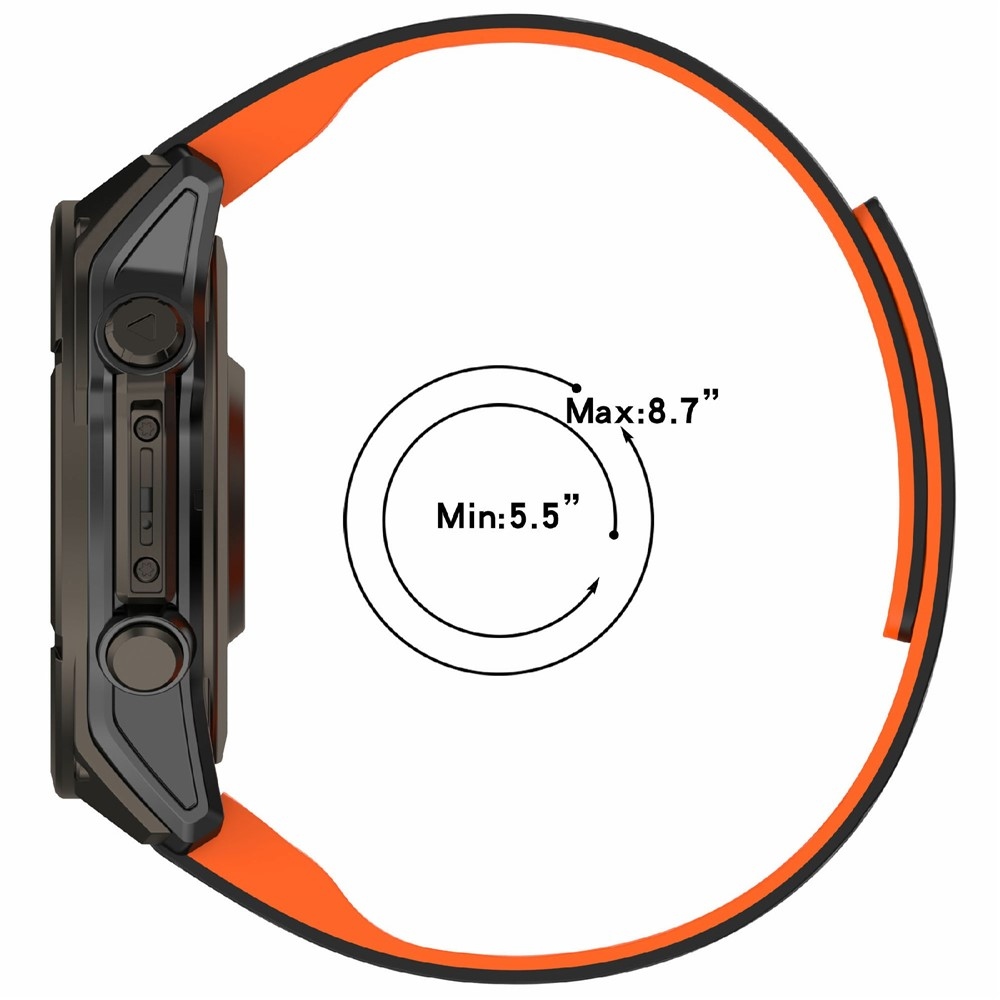 Pins szilikon karkötő a Garmin Fenix 8 Pro 47 mm-es/Fenix 8 47 mm-es modellekhez – fekete/narancssárga