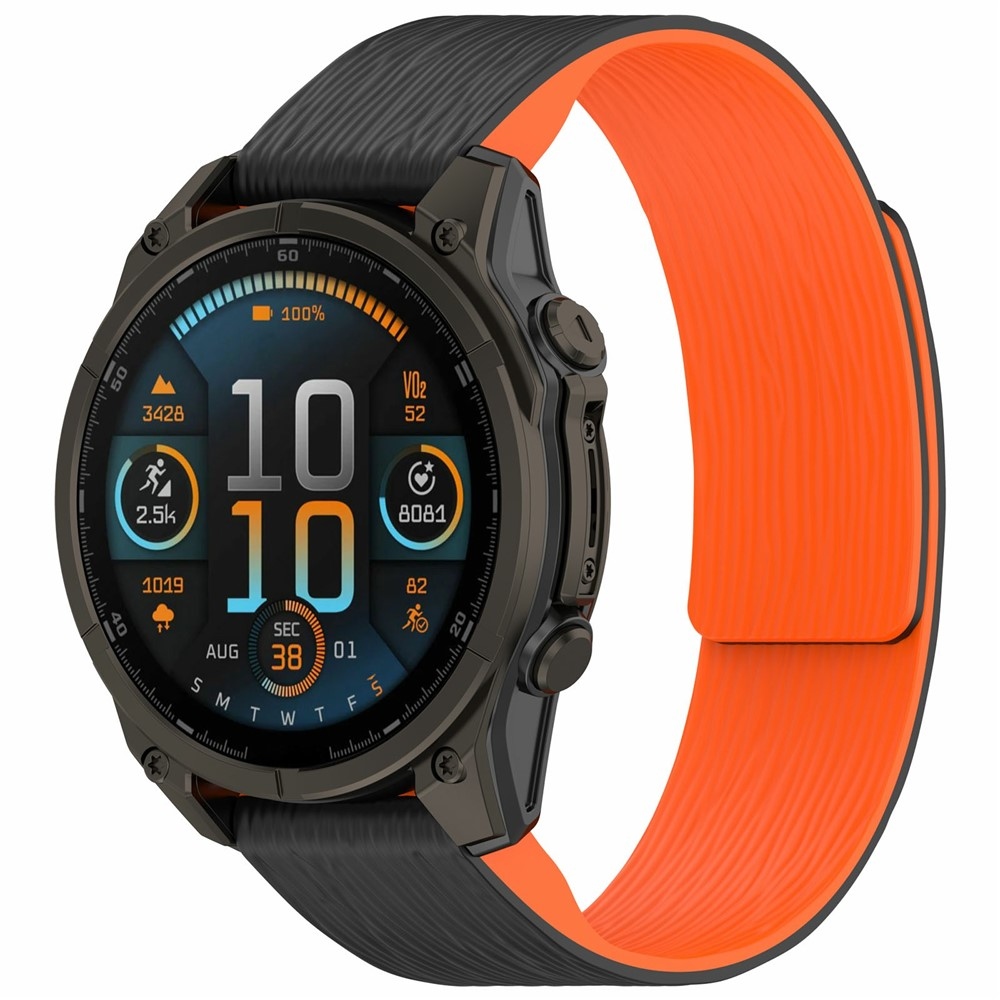 Pins szilikon karkötő a Garmin Fenix 8 Pro 47 mm-es/Fenix 8 47 mm-es modellekhez – fekete/narancssárga
