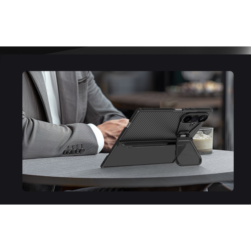 Nillkin CamShield Prop mágneses tolltartóval (átlátszó lencse) hátsó tok a Samsung Galaxy Z Fold 8-hoz, Ultra Black