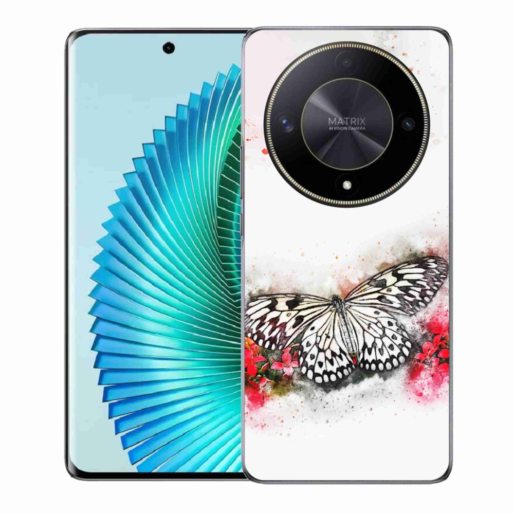 Zselés borítás mmCase a Honor Magic 6 Lite 5G számára - fekete-fehér pillangó
