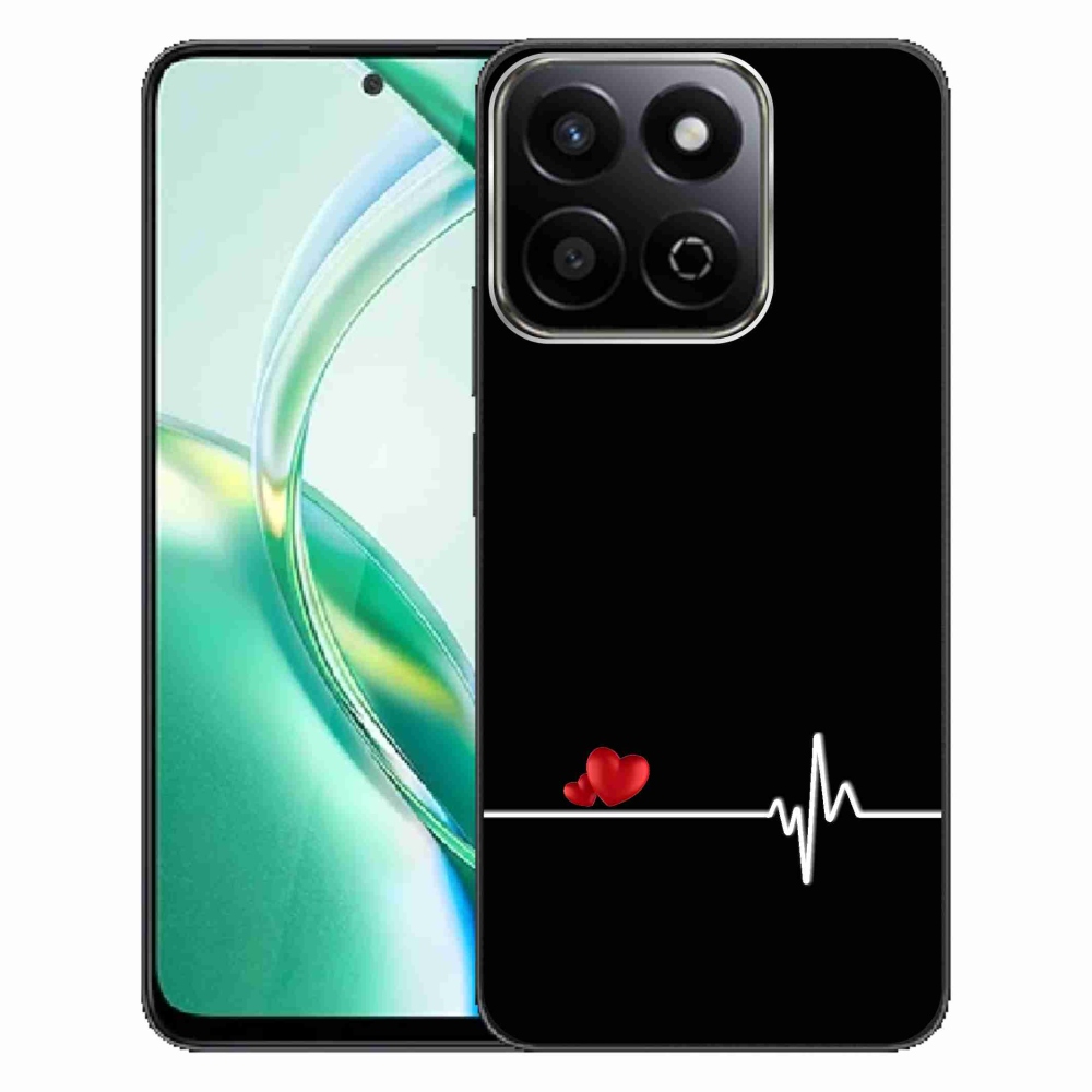 Gél borító mmCase a Honor 200 Smart 5G készülékhez - szív és szívverés fekete háttérrel