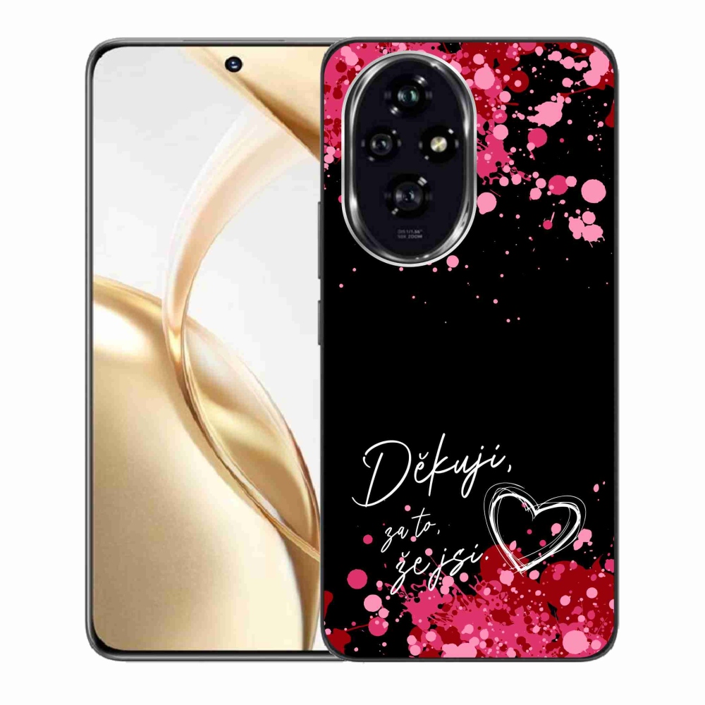 Zselés borító mmCase a Honor 200 5G készülékhez - szerelmes szöveg 2 fekete háttér