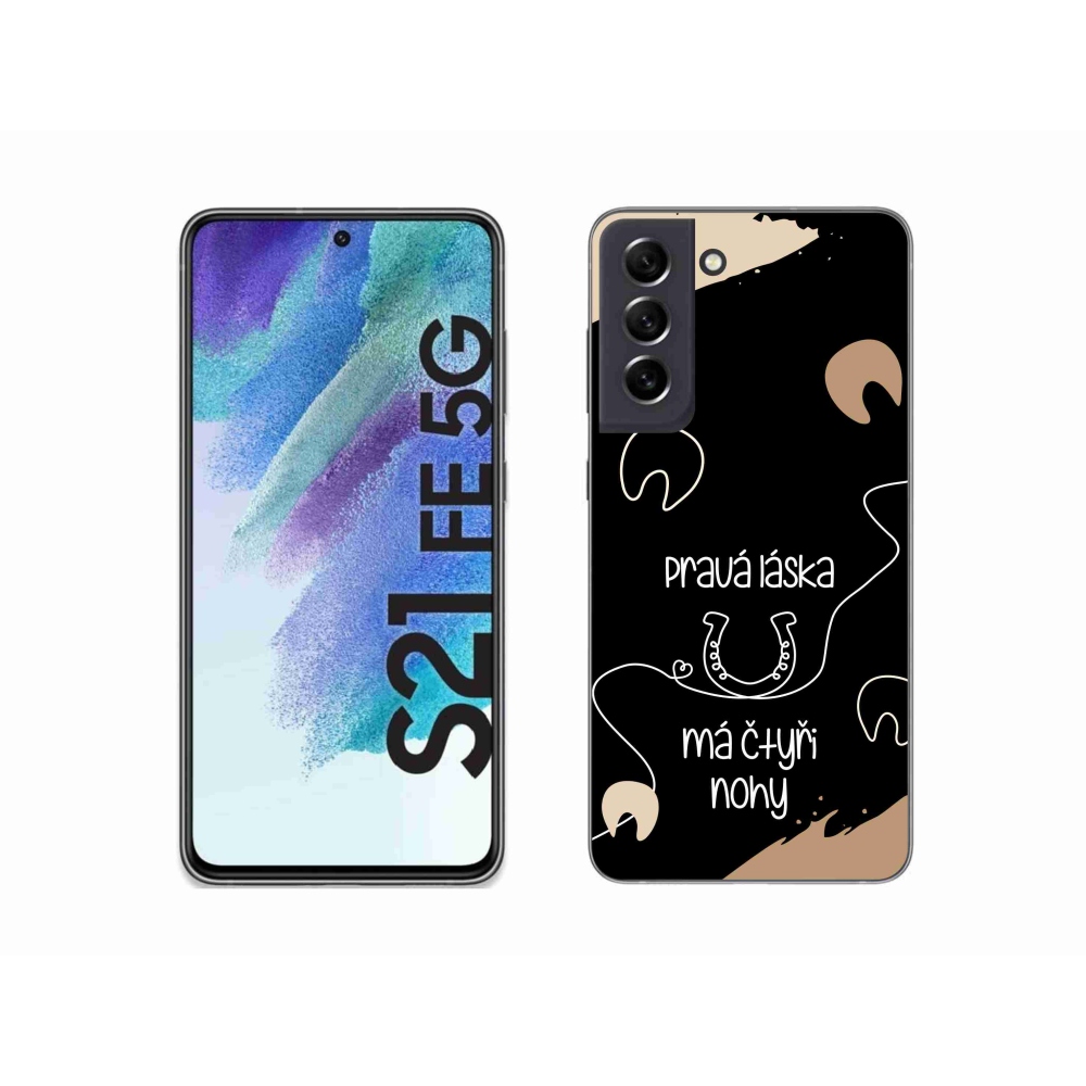 Gél borítás mmCase Samsung Galaxy S21 FE 5G - ló motívum fekete háttérrel