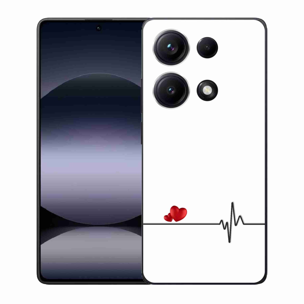 Gél borító mmCase a Xiaomi Redmi Note 14S-hez - szív és szívverés fehér háttérrel