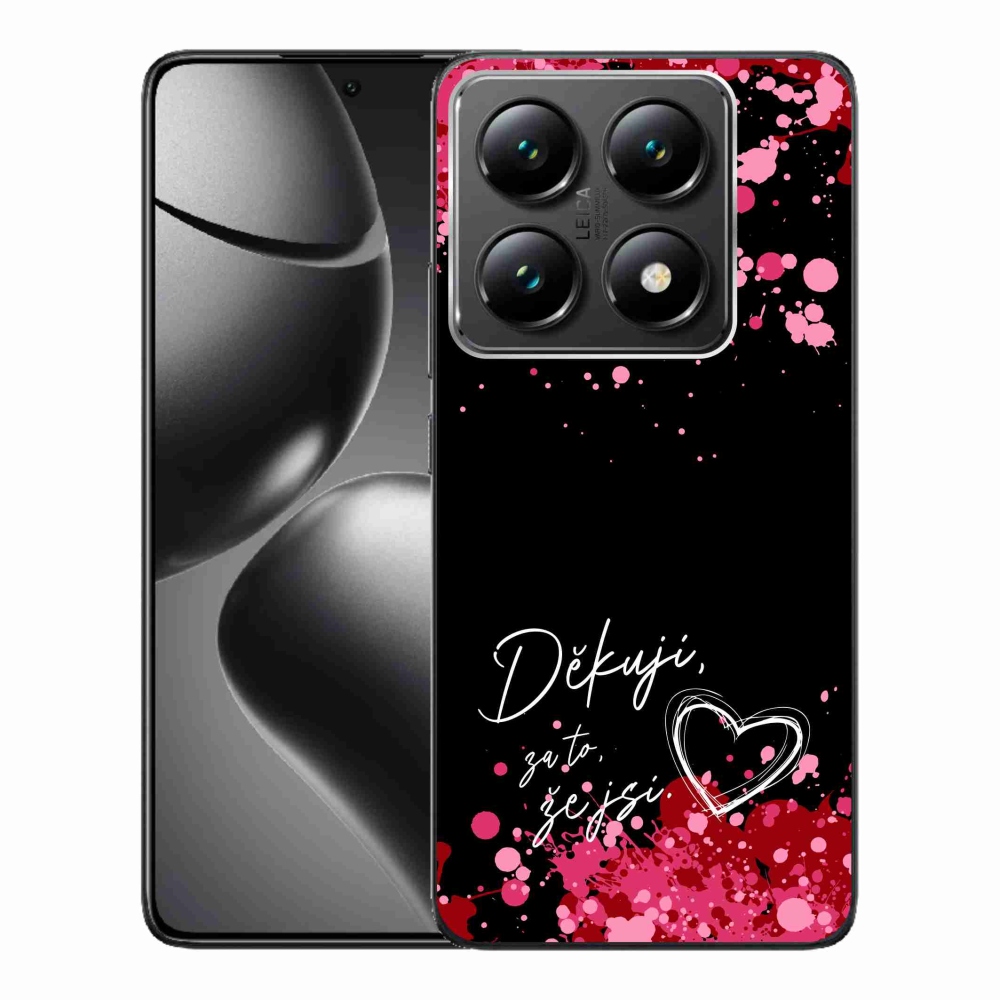 Gél borító mmCase a Xiaomi 14T Pro számára - text in love 2 fekete háttérrel