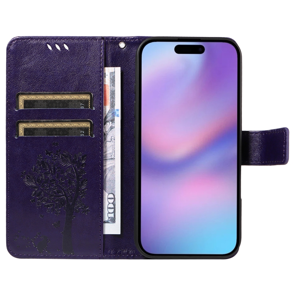 Fák könyvtáska iPhone 17-hez - sötétlila