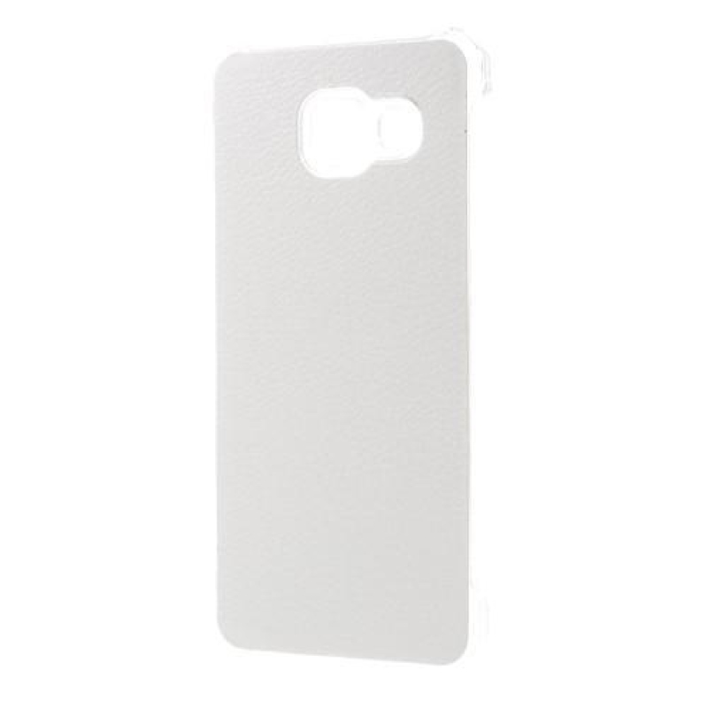 Műanyag tok műbőr borítással Samsung Galaxy A3 (2016) készülékhez - fehér