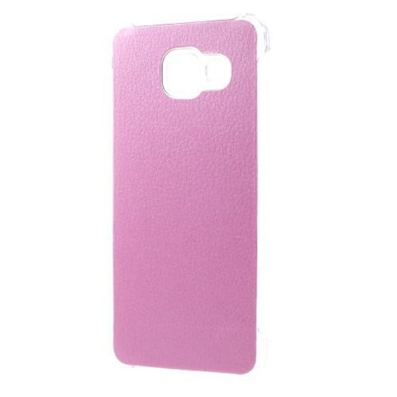 Műanyag tok műbőr borítással Samsung Galaxy A3 (2016) készülékhez - rózsaszín