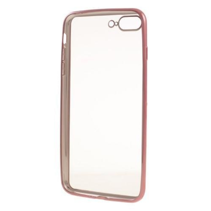 Zselés tok kontrasztos keretezéssel iPhone 7 Plus és 8 Plus készülékhez - rózsaarany színű
