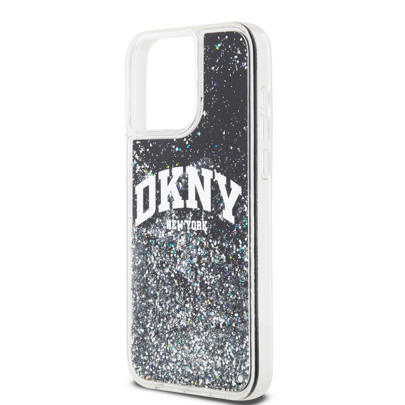 DKNY Liquid Glitter Arch Logo hátlap iPhone 13 Pro Fekete