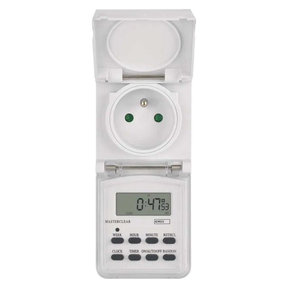 Időzítő - digitális kapcsoló aljzat kültéri IP44 P5507N