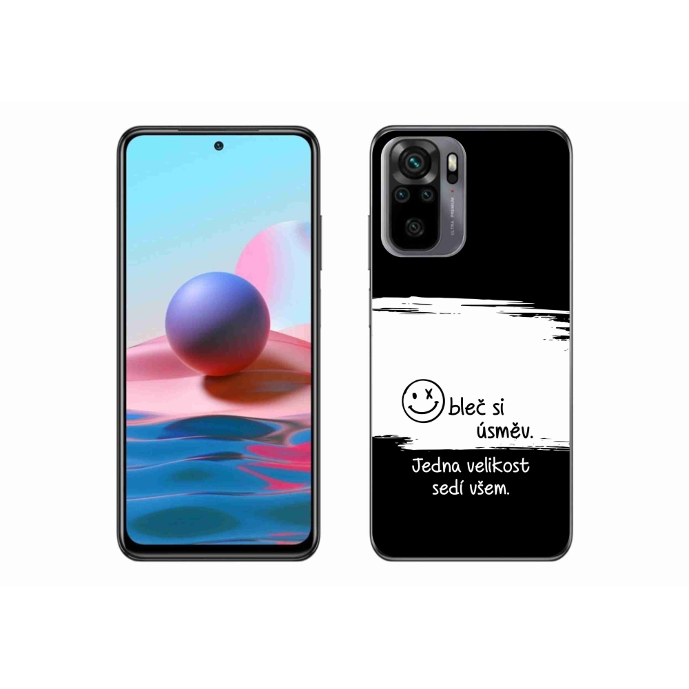 Gél borító mmCase a Xiaomi Redmi Note 10 4G-hez - vicces szöveg 8 fekete és fehér háttérrel