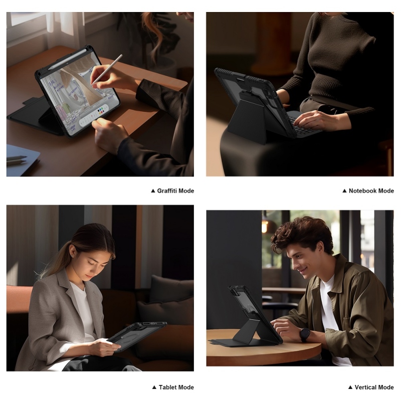 Nillkin Bumper Link billentyűzet tok (háttérvilágításos verzió) iPad Pro 11 2024 Fekete