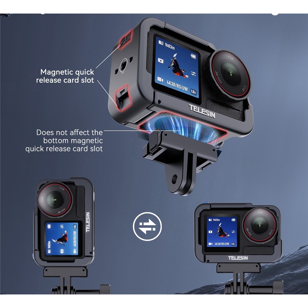 TELESIN alumínium védőkeret DJI Osmo Action 5 Pro, 4 és 3 kamerákhoz