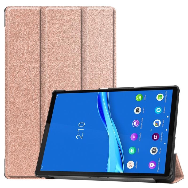Pozicionáló PU bőr táblagép tok Lenovo Tab M10 Plus TB-X606F/X/V - rózsa arany