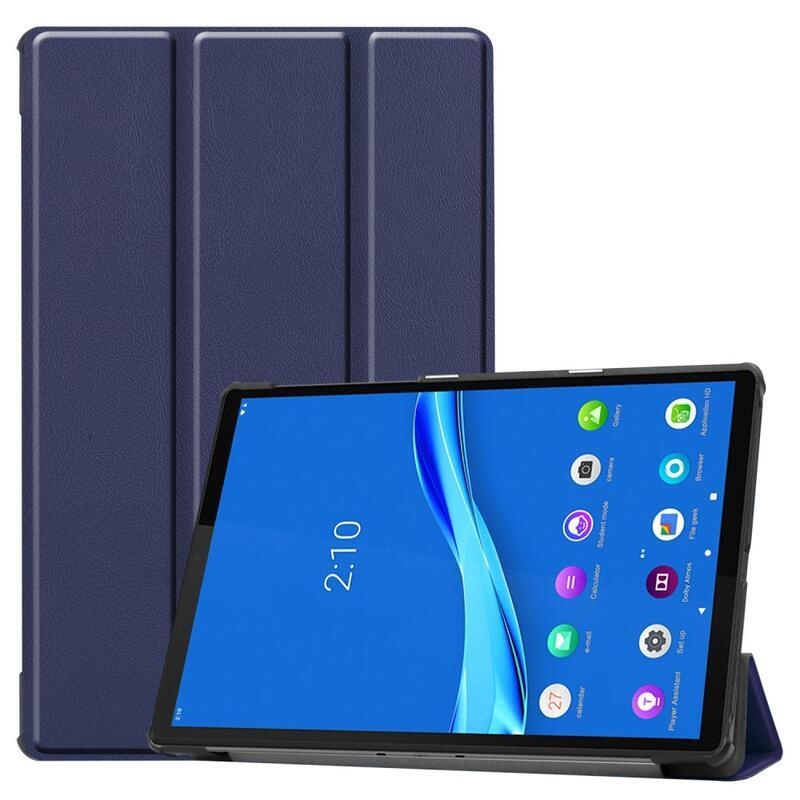 Pozicionáló PU bőr táblagép tok Lenovo Tab M10 Plus TB-X606F/X/V - sötétkék