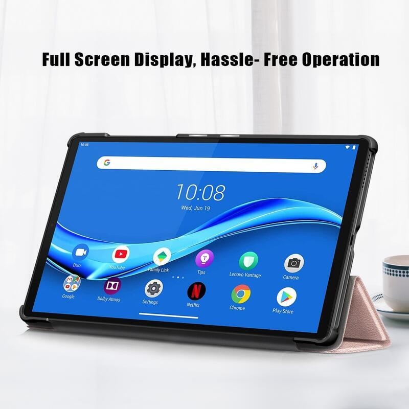 Állítható PU bőr táblagép tok Lenovo Tab M10 HD 2nd Gen X306F/X - rózsaszínű
