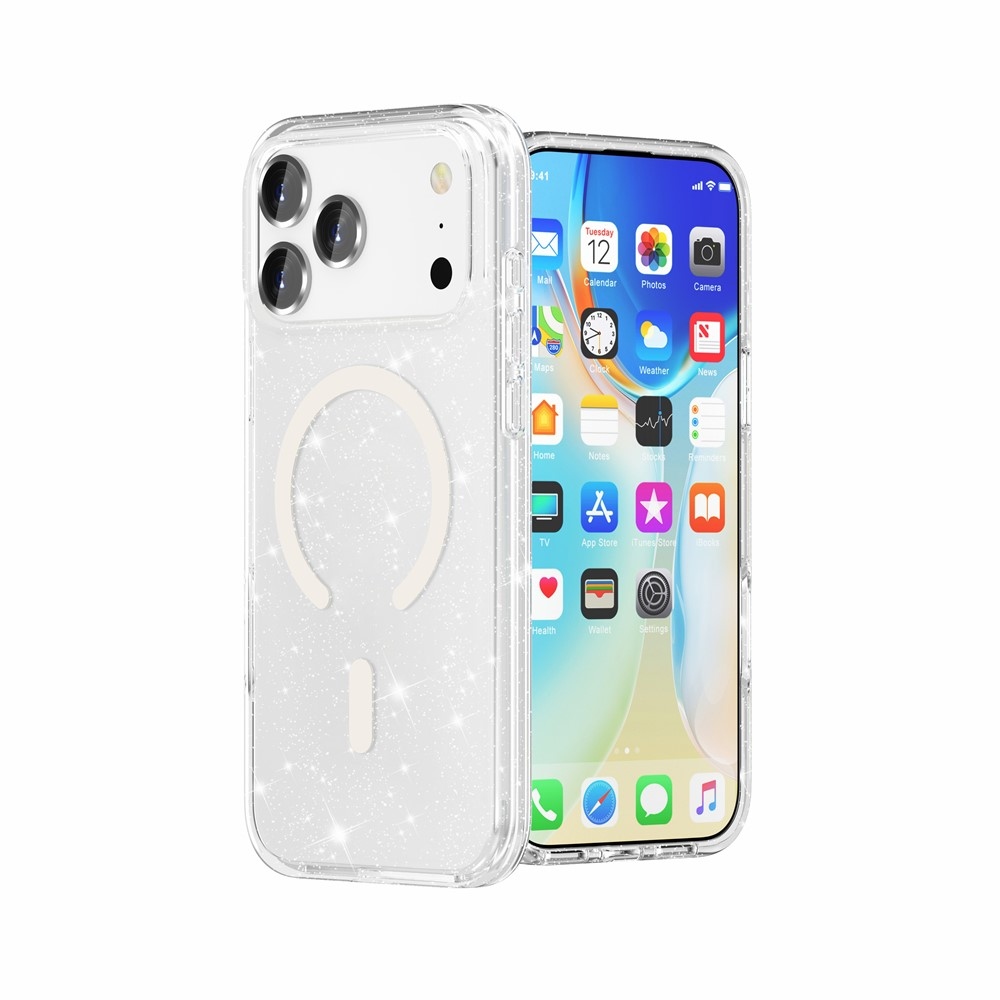 Powder gél tok merev háttámlával és MagSafe-kompatibilis iPhone 18 Pro Max/17 Pro Max készülékhez – fehér
