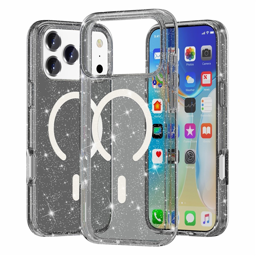 Powder gél tok merev háttámlával és MagSafe-vel az iPhone 18 Pro Max/17 Pro Max mobiltelefonhoz – fekete