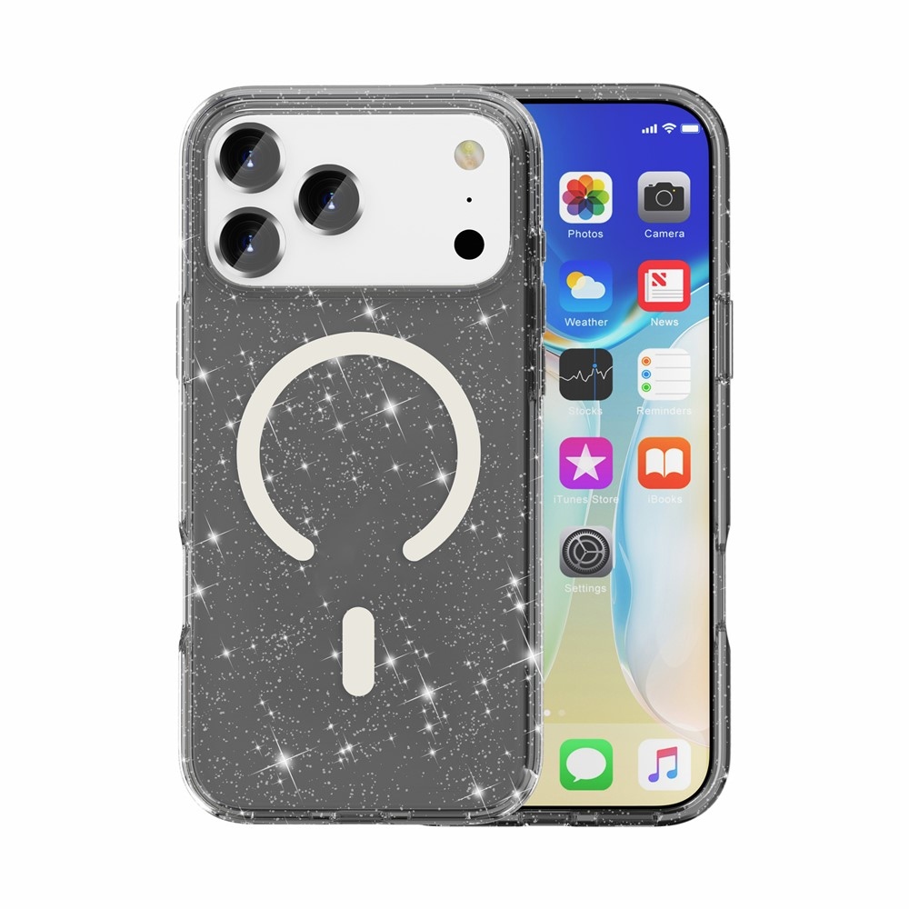 Powder gél tok merev háttámlával és MagSafe-vel az iPhone 18 Pro Max/17 Pro Max mobiltelefonhoz – fekete