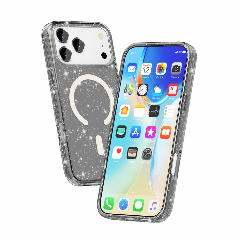 Powder gél tok merev háttámlával és MagSafe-vel az iPhone 18 Pro Max/17 Pro Max mobiltelefonhoz – fekete