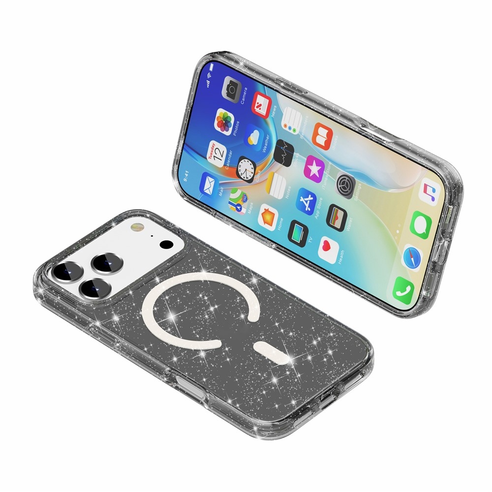 Powder gél tok merev háttámlával és MagSafe-vel az iPhone 18 Pro Max/17 Pro Max mobiltelefonhoz – fekete
