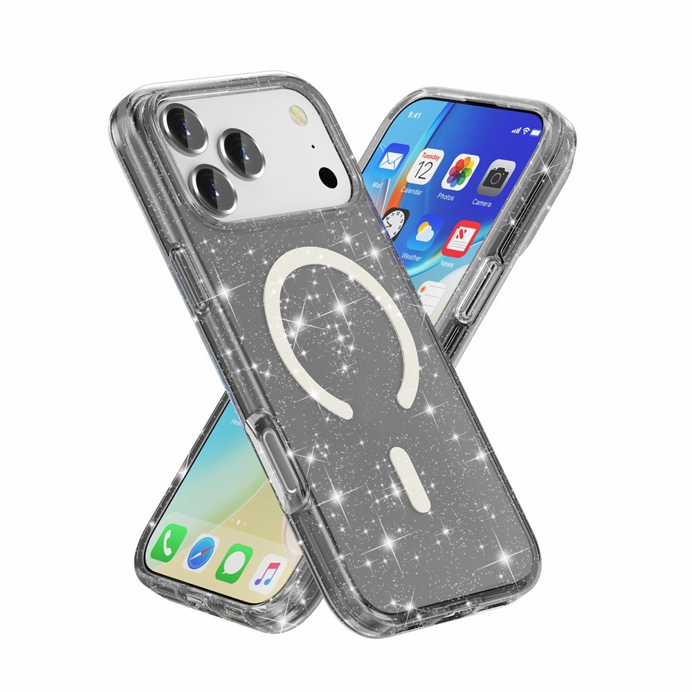 Powder gél tok merev háttámlával és MagSafe-vel az iPhone 18 Pro Max/17 Pro Max mobiltelefonhoz – fekete