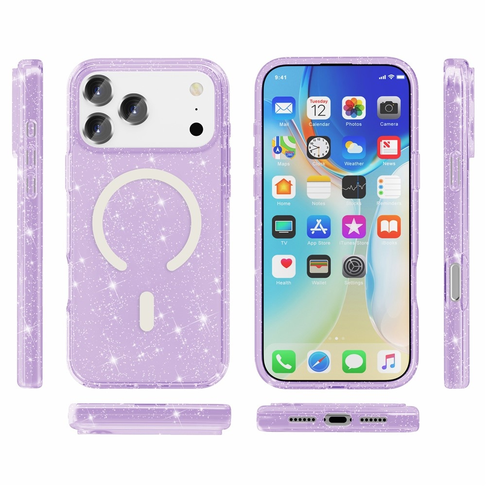 Powder gél tok merev háttámlával és MagSafe-kompatibilis az iPhone 18 Pro Max/17 Pro Max készülékekhez – lila