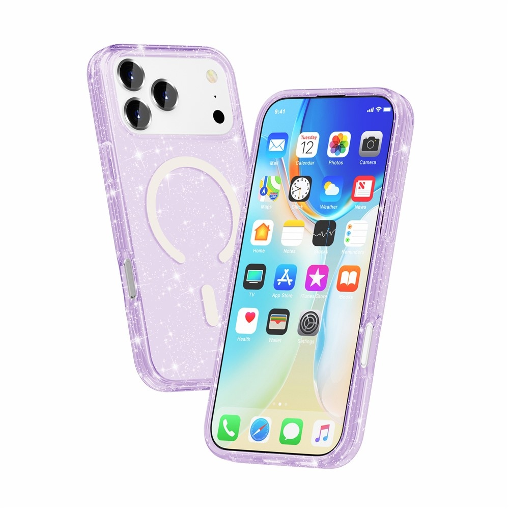 Powder gél tok merev háttámlával és MagSafe-kompatibilis az iPhone 18 Pro Max/17 Pro Max készülékekhez – lila