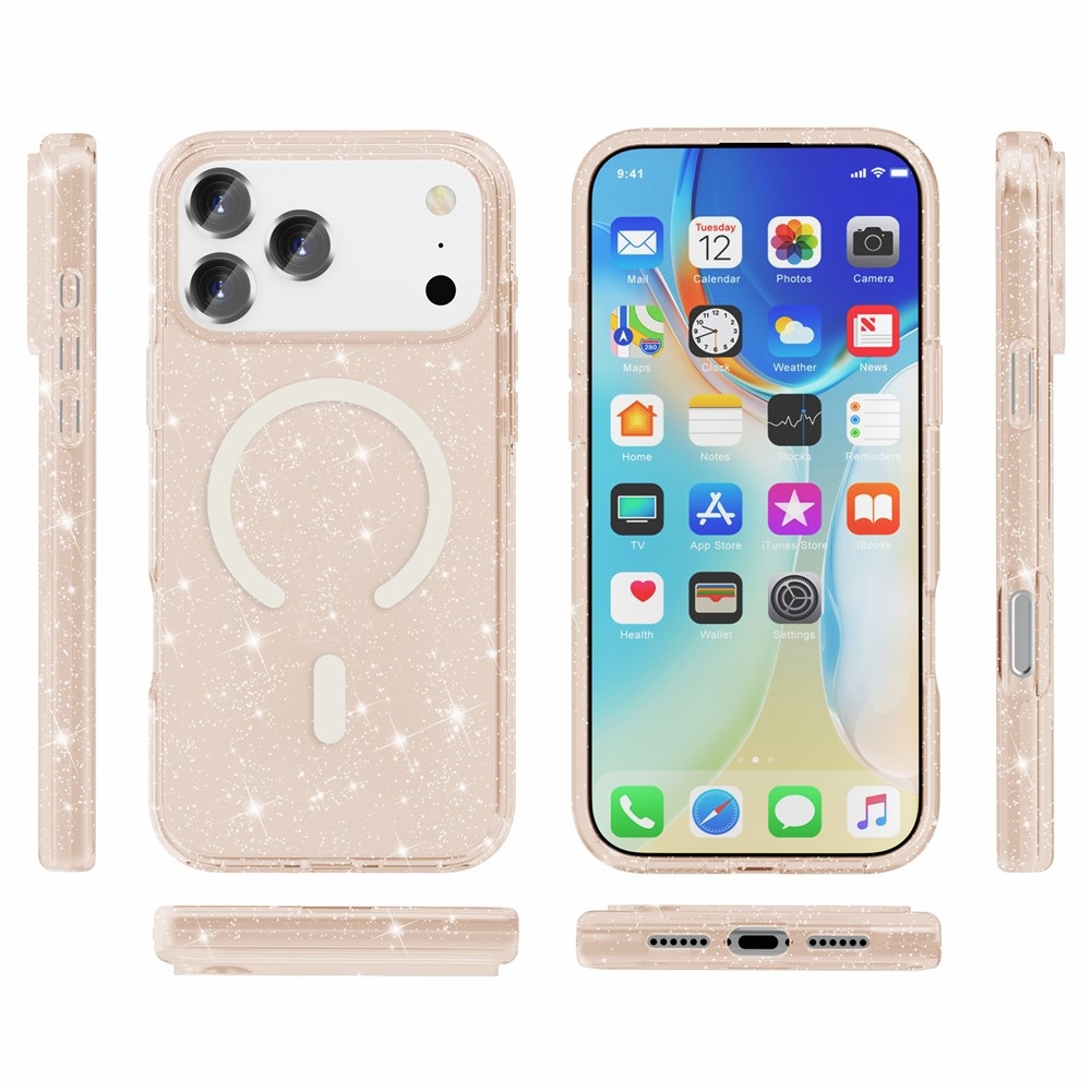 Powder gél tok merev hátlappal és MagSafe-kompatibilis az iPhone 18 Pro Max/17 Pro Max készülékhez – arany