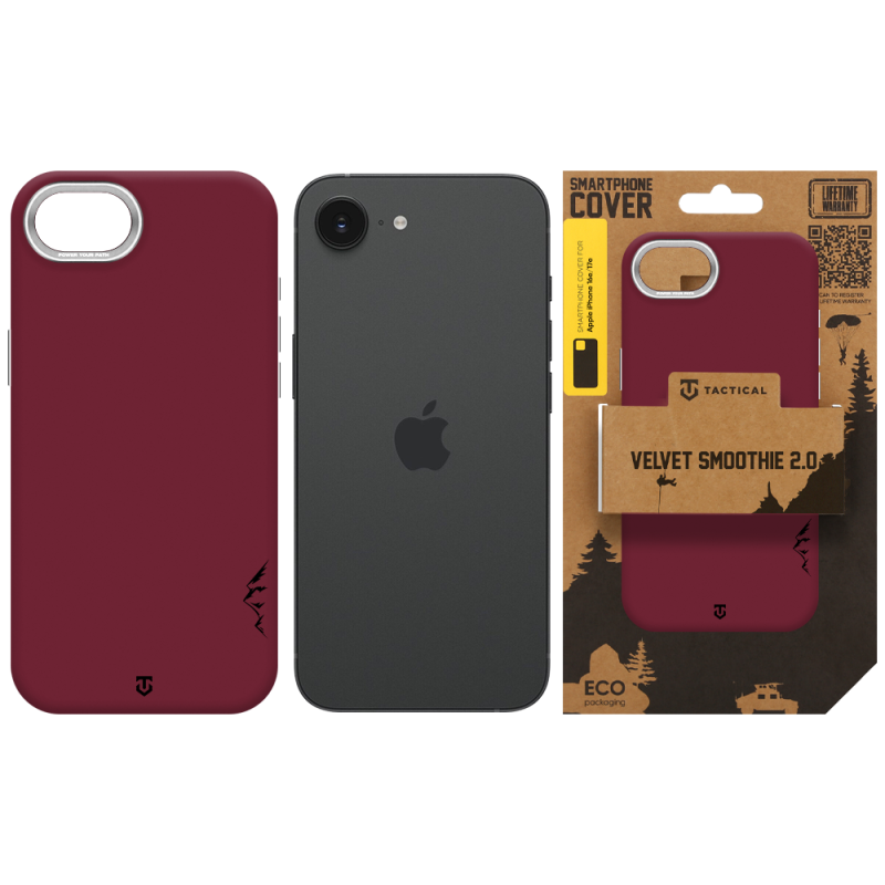 Tactical MagForce Velvet Smoothie 2.0 tok az Apple iPhone 16e/17e-hez, bordó