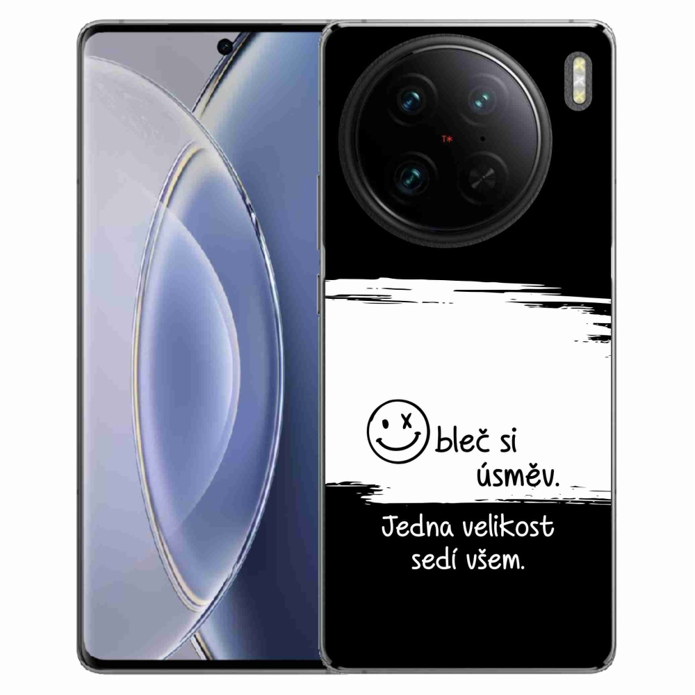 Gél borító mmCase a Vivo X90 Pro-hoz - vicces szöveg 8 fekete és fehér háttérrel
