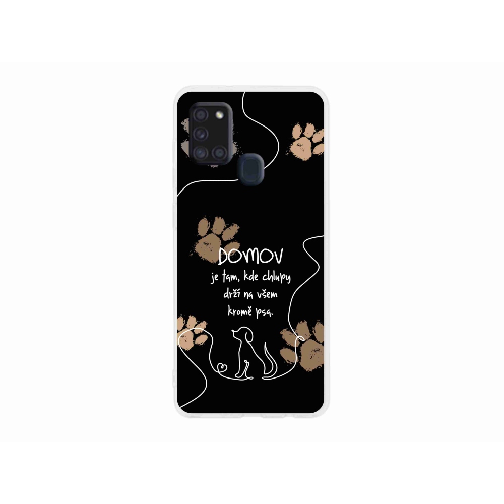 Gél borító mmCase Samsung Galaxy A21s készülékhez - kutya motívum fekete háttér