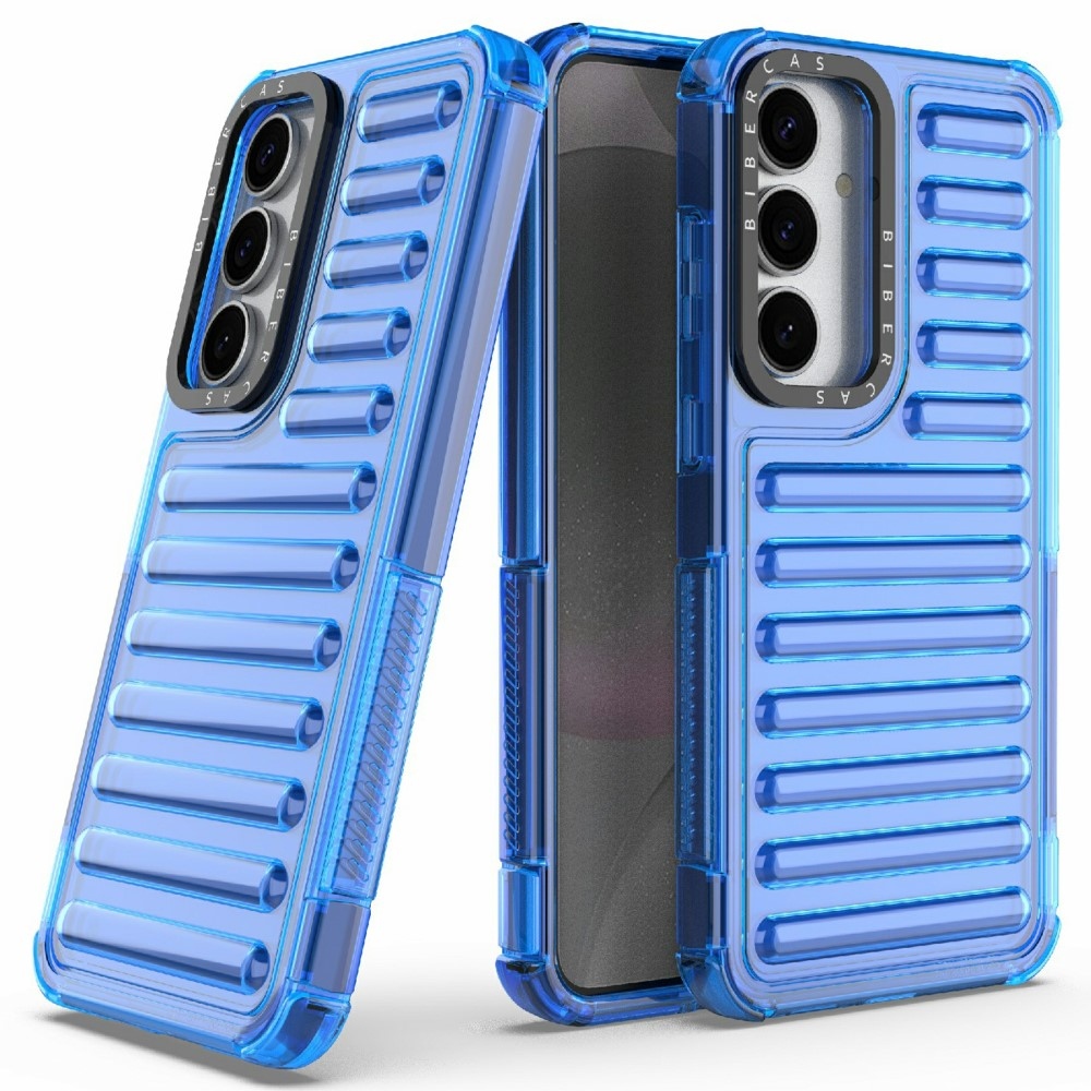 Csíkos tartós borító Samsung Galaxy S25+ készülékhez - kék