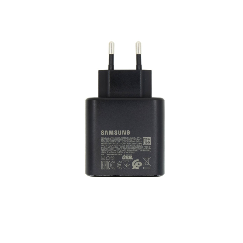 EP-TA845EBE Samsung Quickcharge USB-C 45W-os utazási töltő fekete (OOB Bulk)