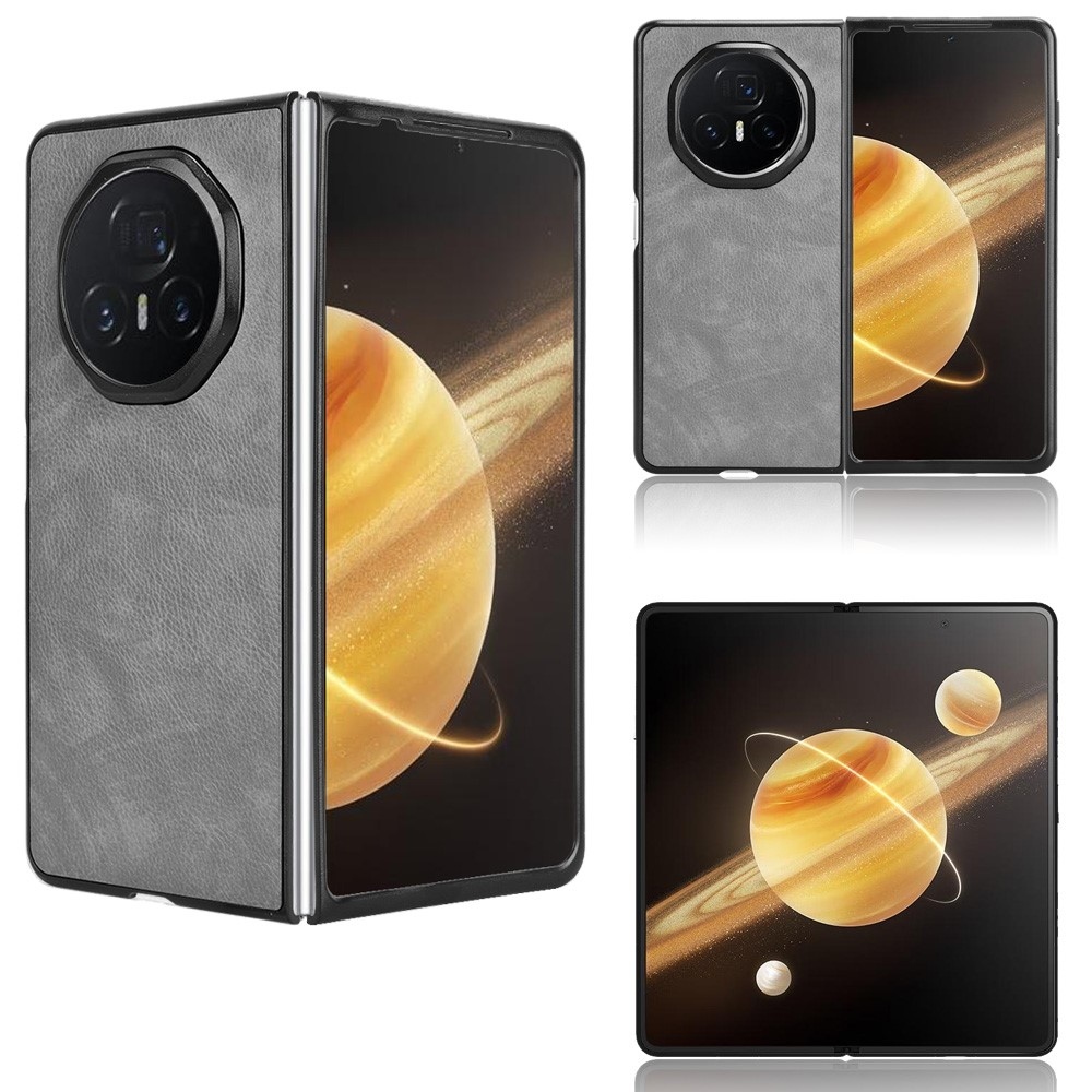 Textúrás műanyag tok műbőrrel Honor Magic V3-hoz - szürke