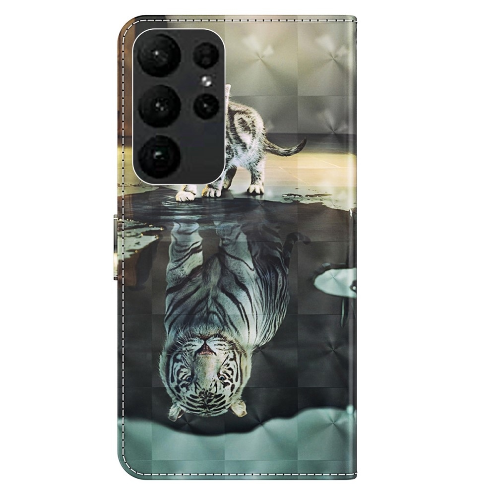 Nyomtatott könyv tok Samsung Galaxy S24 Ultra készülékhez - macska és tigris tükörkép