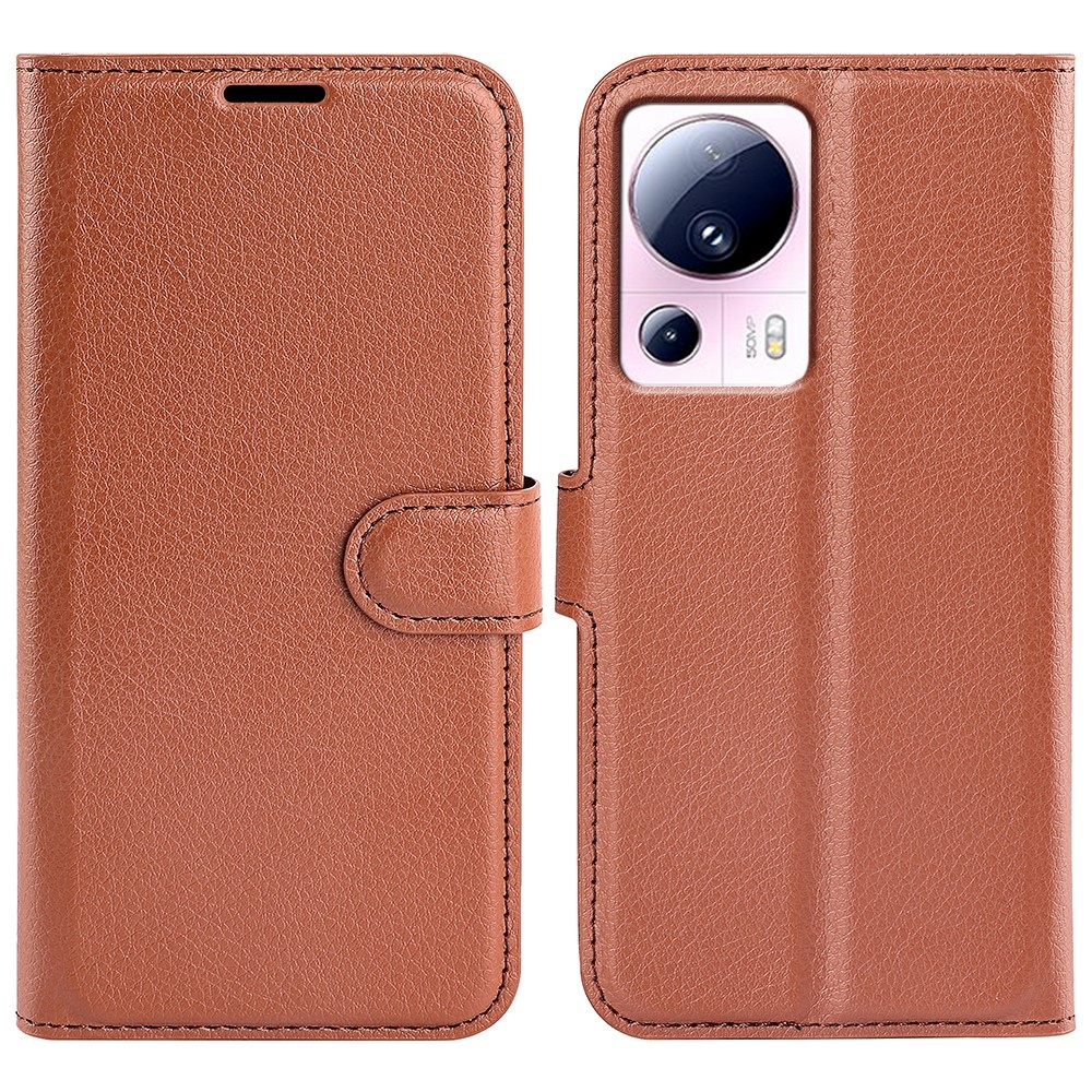 Litchi könyv tok Xiaomi 13 Lite-hoz - barna