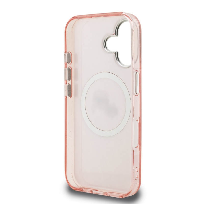 Karl Lagerfeld IML K&CH Heads Ismételt logó MagSafe hátlapi borító iPhone 16 rózsaszínhez